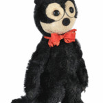 This Felix the Cat figure was made by Steiff, the famous German toy company. It sold for $4,250 at a 2010 Fairfield auction in Monroe, Conn. The toy is 9 1/2 inches tall and has the trademark Steiff button in one ear.