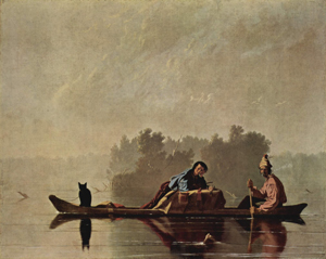 Dealer Melissa Williams tries to convince customers that Missouri is not in the backwater of American art. An example is George Caleb Bingham’s 'Fur Traders Descending the Missouri,' a famous oil on canvas painted in 1845. Image courtesy of Wikimedia Commons.