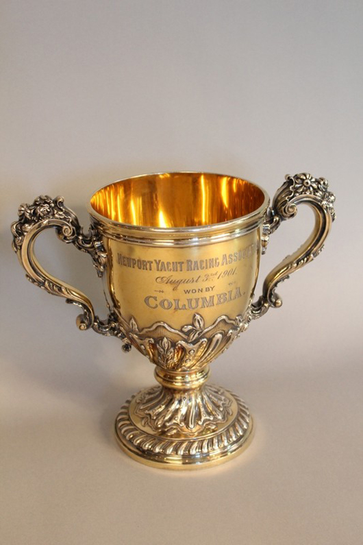 Trophy from the Newport Yacht Race Association for Columbia of 1901. Image courtesy of Boston Harbor Auctions.
