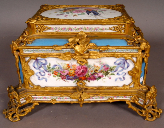 Sevres bronze ormolu mounted box, est. $7,000-$10,000. Peachtree & Bennett image.