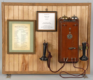Circa-1878 Watts & Co. coffin-shape telephone to be auctioned with a copy of the world's first telephone directory, est. $10,000-$20,000. Morphy Auctions image.
