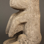 A carved limestone “varmint” by William Edmondson (Tennessee, 1874-1951), sold to a floor bidder for $46,400. Edmondson, a self taught artist, was the first African American to have a solo show at the Museum of Modern Art.Image courtesy of Case Antiques.