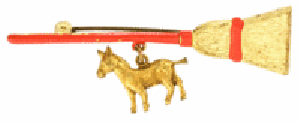 Political collectors know that this broom-and-donkey pin was made for Franklin D. Roosevelt's 1932 presidential campaign. It sold, over estimate, for $113 at a Hake's Americana and Collectibles auction in York, Pa.