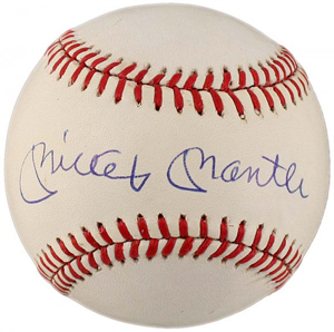 Dennis Schrader scored his first autograph from Yankee slugger Mickey Mantle at spring training in the 1950s. This example is from the 1980s. Image courtesy of LiveAuctioneers Archive and Regency-Superior Ltd.