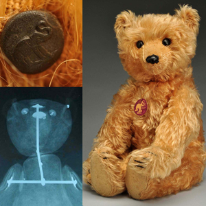 Steiff ‘rod’ bear, circa 1904, 20 in., accompanied by X-ray confirming interior rod construction. Est. $25,000-$50,000. Morphy Auctions image.