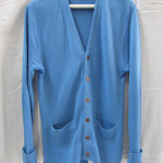 Jack Kevorkian's signature blue cardigan sweater. Image courtesy of Hutter Auction Galleries.