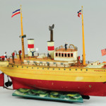 Marklin ‘Puritan’ ocean liner, handpainted, 20¼ inches, est. $25,000-$30,000. Bertoia Auctions image.