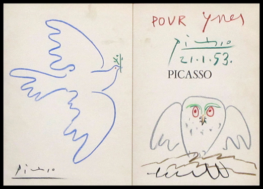 Volume 'Picasso' by Jacque Lassaigne with original drawings by Picasso, 1953. Image courtesy of William J. Jenack Auctioneers.