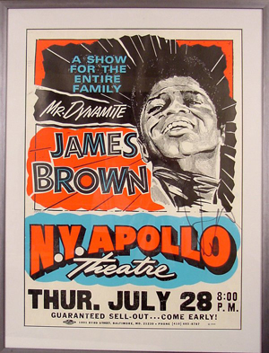 James Bown signed this poster from a performance at the Apollo Theatre. Image courtesy of LiveAuctioneers Archive and Kaminski Auctions.