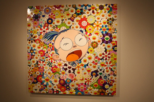 Takashi Murakami’s 'New Day: Face of the Artist,' acrylic artwork. Photograph by Kelsey Savage Hays.