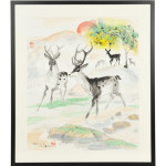 Chen Xiongli,'Three Deer at Dusk.' Estimate: $5,000-8,000. Image courtesy of Morton Kuehnert Auctioneeers.