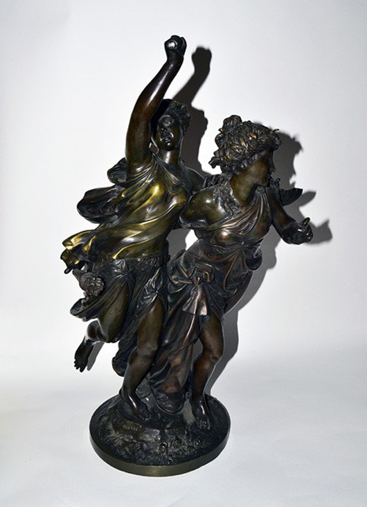Allegorical bronze statue by Auguste Peiffer. Image courtesy of Roland Auction.