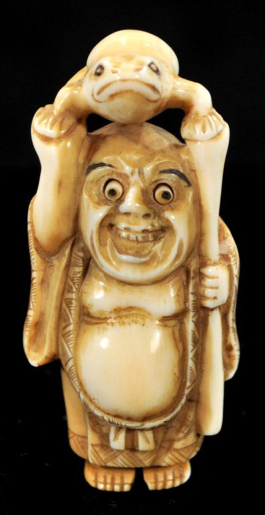 Lot 204, carved ivory netsuke. Image courtesy of Gray's Auctioneers.  