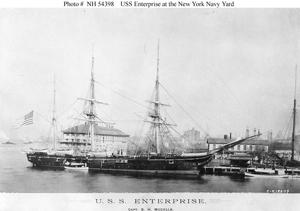 USS Enterprise at the New York Navy Yard, circa spring 1890. Image courtesy of Wikimedia Commons.
