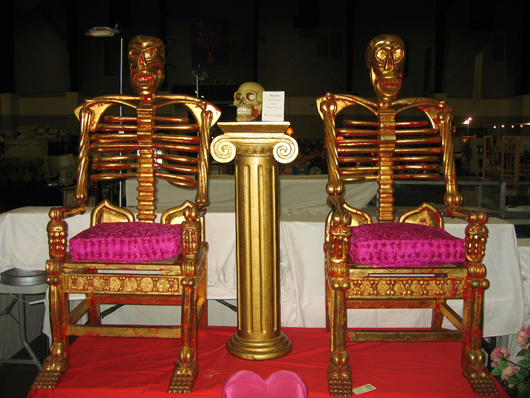 This unusual pair of hand-carved Russian skeleton chairs was offered for $3,500 by Mike Maddox of West Palm Beach, Fla. Image courtesy of West Palm Beach Antiques Festival.