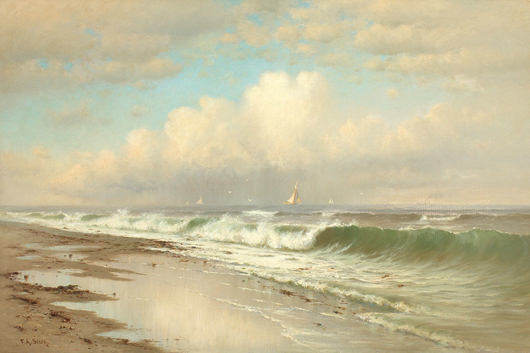 Francis Augustus Silva (American 1835-1886), ‘Afternoon, Long Beach.’ Estimate: $80,000-$120,000. Image courtesy of Michaan’s Auctions.