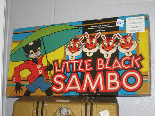 This Little Black Sambo board game from the early 20th century was offered for $150 by antique advertising expert Henry Pascar of Deefield Beach, Fla. Image courtesy of West Palm Beach Antiques Festival.