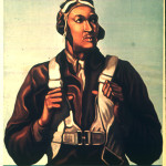 A 1943 poster for war bonds featured a Tuskegee Airman. Image courtesy of Wikimedia Commons.