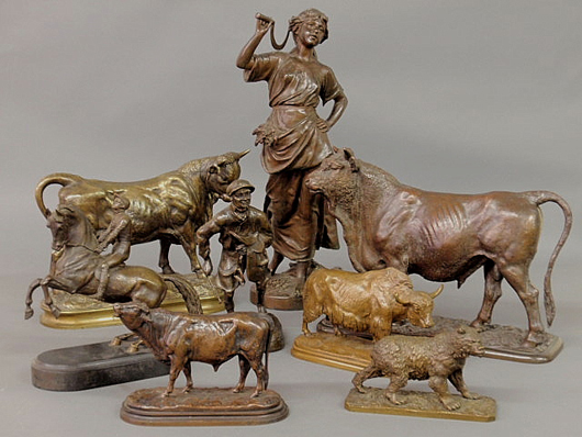 Collection of 19th-century French bronzes. Image courtesy of Wiederseim & Associates.
