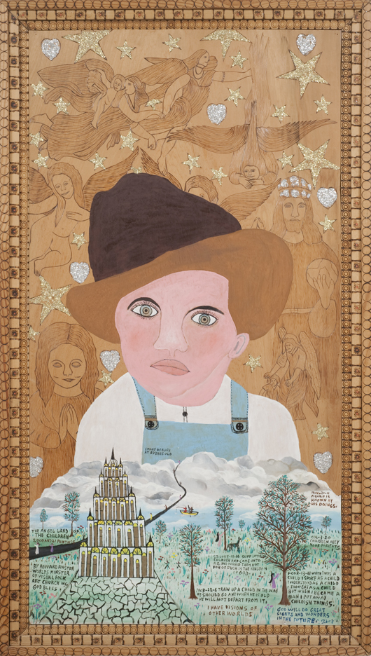 'Emage of Elvis at Three Years Old, (2021),' Howard Finster, 1981, Courtesy of the Arient Family Collection. 