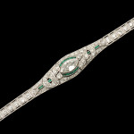Art Deco diamond, emerald and platinum bracelet. Estimate: $3,500-$5,000. Image courtesy of Michaan’s Auctions.