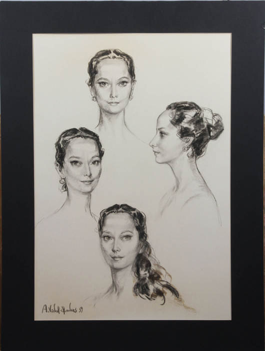 Aleix (Alejo) Vidal-Quadras (Spanish, born 1919), the ‘4 Faces of Merle Oberon,’ 1959. Estimate: $5,000-$8,000. Image courtesy of Kaminski Auctions.