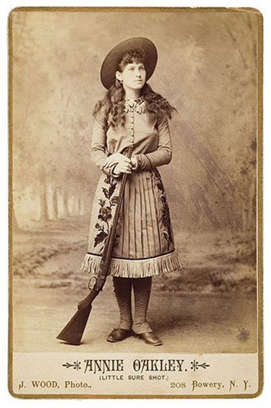 Annie Oakley, 'Little Sure Shot,' is pictured on a cabinet card. It is one of many Annie Oakley items sold by Cowan's Auctions in Cincinnati. Image courtesy of LiveAuctioneers.com Archives and Cowan's Auctions Inc.