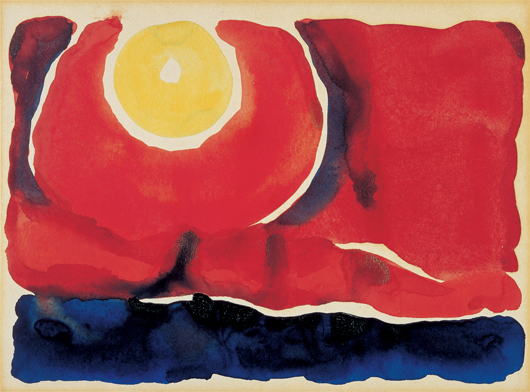 'Evening Star No. VI,' 1917, watercolor on paper, 8 7/8 x 12 inches. Georgia O’Keeffe Museum. Gift of The Burnett Foundation (1997.18.003).