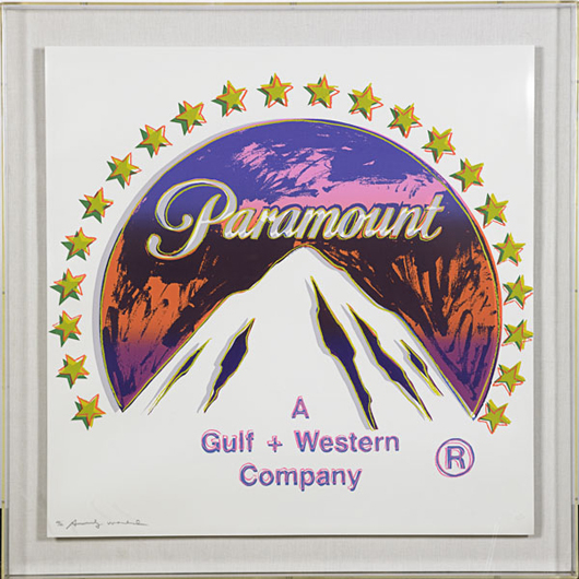 Andy Warhol, 'Paramount' from Ads Porfolio, $22,320. Image courtesy of Rago Arts and Auction Center. 