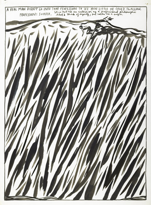 Raymond Pettibon, Untitled (A real man didn't go...), $49,600. Image courtesy of Rago Arts and Auction Center. 
