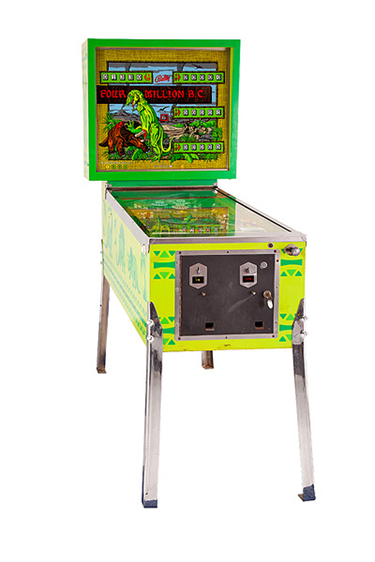 Bally ‘Four Million B.C.’ pinball machine. Estimate $600-$800. Abell Auctions image.