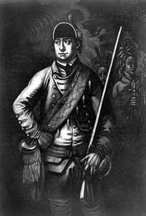 A 19th century artist's interpretation of what Maj. Robert Rogers, leader of Robers' Rangers, looked like. Image courtesy of Wikipedia Commons.