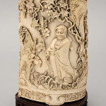 Carved ivory brush pot, 19th century. Estimate: $10,000-$15,000. Image courtesy of Michaan's Auctions.