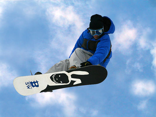Snowboarding contributes significantly to ski resort revenues. Shown here: a snowboarder in a freestyle move. Photo by Dmitri Markine, licensed under the Creative Commons Attribution 3.0 Unported license.