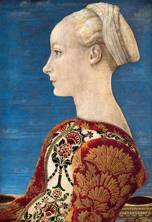 Antonio del Pollaiuolo (Florence, 1431-1498), Portrait of a Lady, circa 1460-65, oil and tempera on poplar panel, Gemaldegalerie, Staatliche Museen zu Berlin. Courtesy Metropolitan Museum of Art.