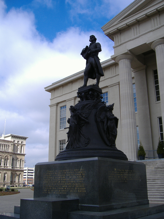 The Thomas Jefferson statue stands outside the Jefferson County Courthouse in Louisville, Ky. Image courtesy of Wikipedia, Commons.