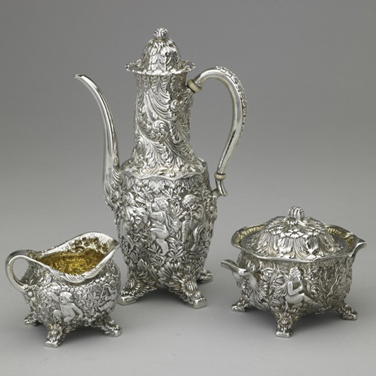 Tiffany & Co. after-dinner coffee service. Realized: $12,400. Image courtesy of Rago Arts and Auction Center. 