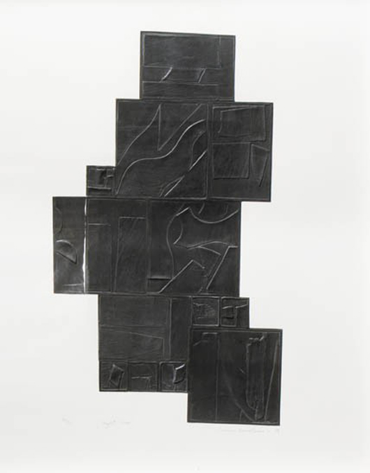 Louise Nevelson, (Russian/American,1899-1988) 'Night Tree,' 1972, lead intaglio collage print edition 38/150, signed and dated Louise Nevelson (lower right) 30 x 25 inches. Estimate: $1,500-$2,500. Image courtesy of Leslie Hindman Auctioneers.