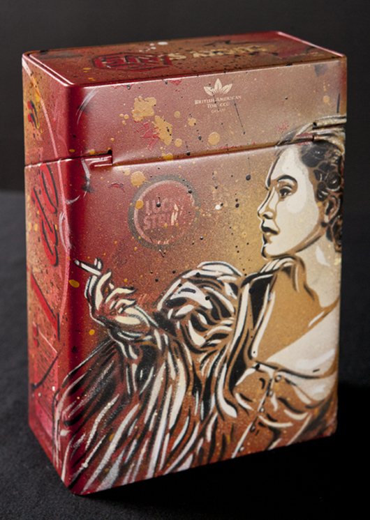 A Lucky Strike lady. Painting by C215, photo courtesy of the Shooting Gallery. 