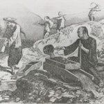 Illustration of Chinese gold miners in California during the 19th century, from the book Chinese, Gold Mining in California, from the Roy D. Graves (1889-1971) pictorial collection, The Bancroft Library, University of California, Berkeley.