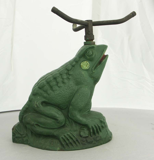 The sitting frog was made by Bradley and Hubbard. Photo provided by John and Nancy Smith.