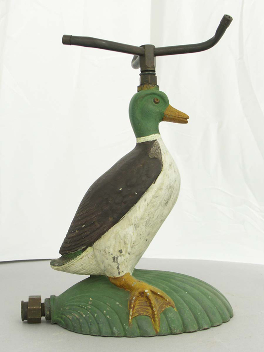 Bradley and Hubbard, one of the premier metal casting companies, produced this Mallard sprinkler. Photo provided by John and Nancy Smith.