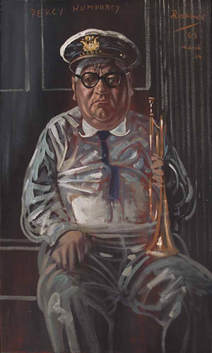 Noel Rockmore (American/New Orleans, 1928-1995), 'Percy Humphrey,' oil on canvas, signed and dated 'March 24, '63,' 50 inches x 30 inches in a period frame. Neal Auction Co. in New Orleans sold this portrait for $9,200 in 2004. Image courtesy of LiveAuctioneers.com Archive and Neal Auction Co.