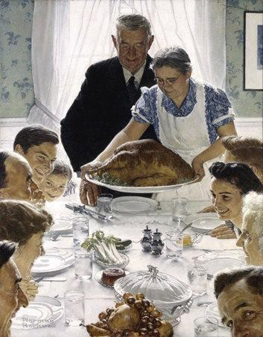 Norman Rockwell, ‘Freedom from Want,’ signed and numbered serigraph. Estimate: $12,000-$15,000. Image courtesy of Universal Live.