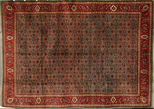 Persian Bijar rug, 9 feet x 12 feet 3 inches. Estimate: $4,000-$6,000. Image courtesy of Kaminski Auctions.