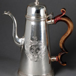 Paul DeLamerie sterling silver coffeepot. Image courtesy of Auction Gallery of the Palm Beaches Inc.