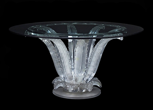 Lalique glass cactus table. Image courtesy of Auction Gallery of the Palm Beaches Inc.