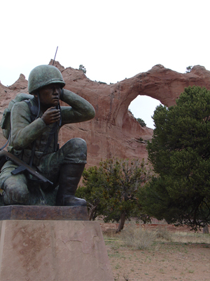 The Navajo Code Talker Monument in Window Rock, Ariz. Image courtesy of Wikimedia Commons. 