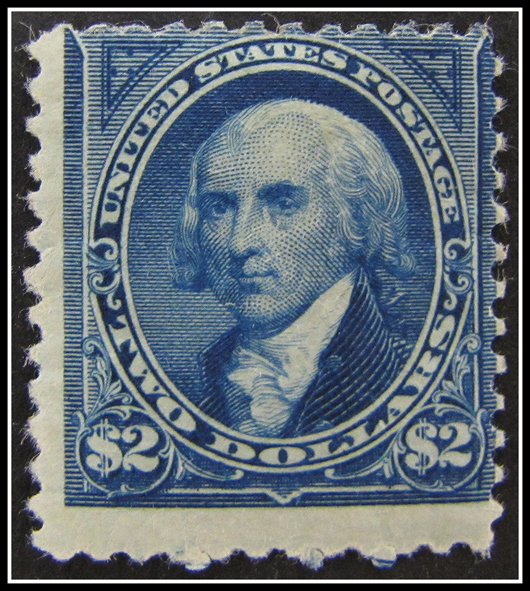 U.S. postage stamp, Madison $2, Scott Catalog #262 (unused). Image courtesy of William Jenack Estate Appraisers and Auctioneers.   