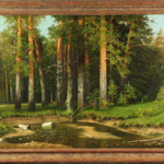Konstantin Kryzhitsky (Russian, 1858-1911), painted this forest scene that measures 41 inches by 27 1/4 inches. The oil on canvas from a private Dallas collection sold for $24,570. Image courtesy of Kaminski Auctions.